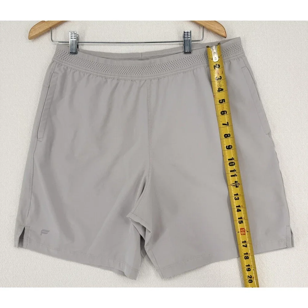 Fabletics Mens L Gray‎ Athletic Performance Shorts Pockets Perforated Waistband